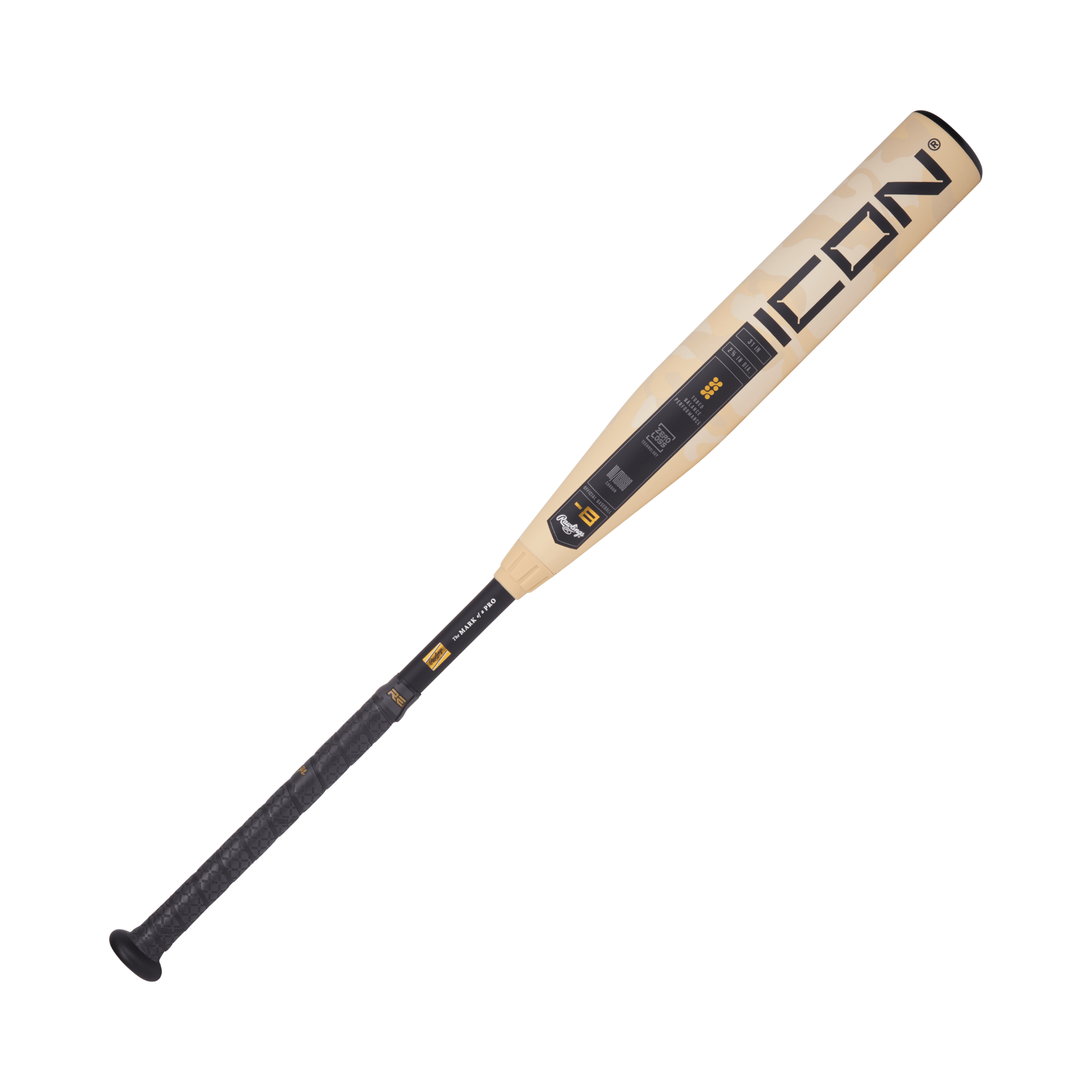 2025 Rawlings Icon USA Youth Baseball Bat with In/Tense carbon composite and Zero-Loss collar, 2 5/8 in barrel, -8 drop