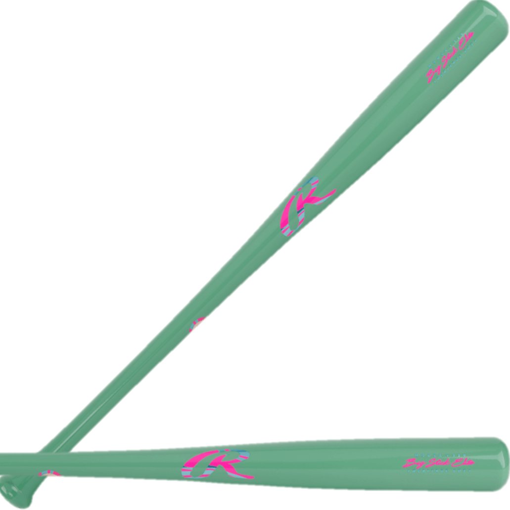 Rawlings Big Stick Elite 110 maple wood bat in vibrant mint color, designed for pro-level performance and balanced swings.