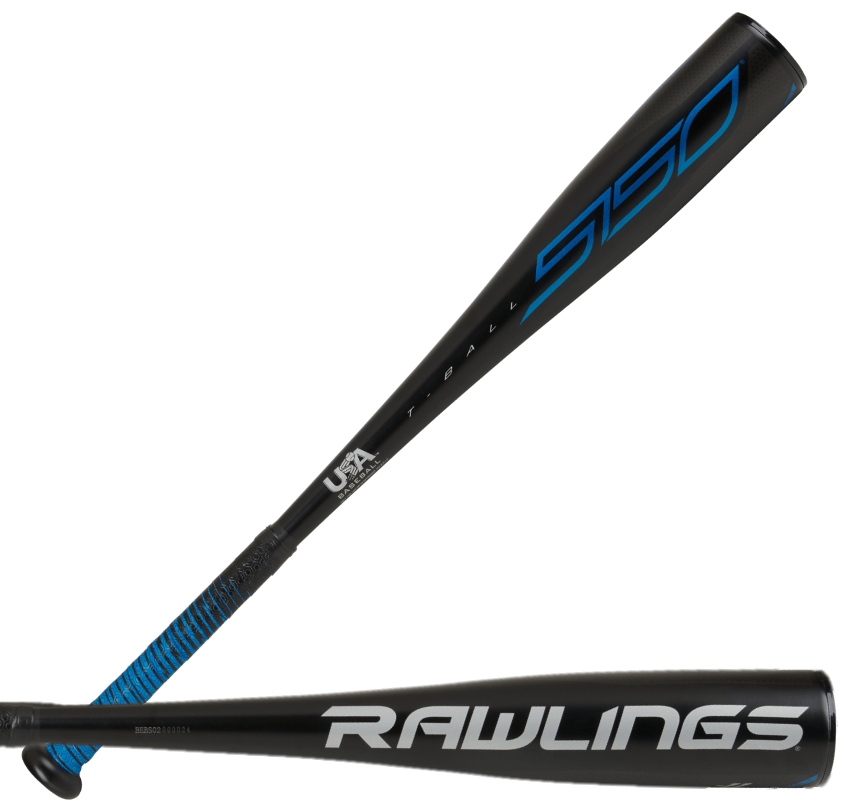 Rawlings 5150 USA Certified Tee Ball Big Barrel Bat -11 with black and blue design, featuring a responsive one-piece construction.