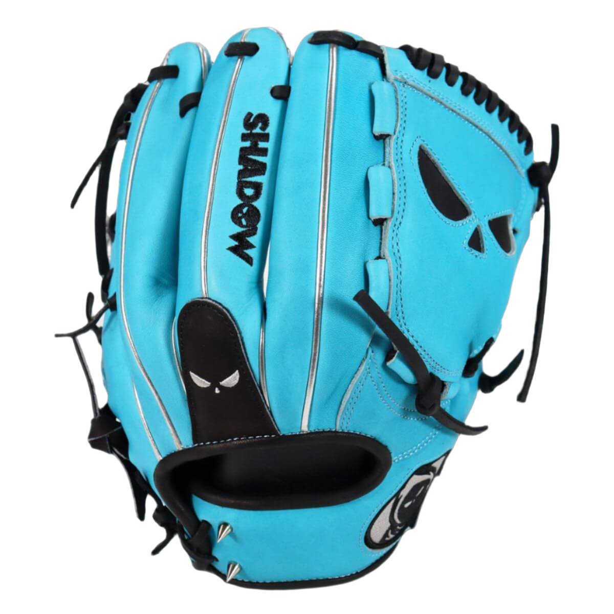 Shadow 3 Shiver 12" RHT glove in striking turquoise, designed for pitchers to dominate the game with confidence.