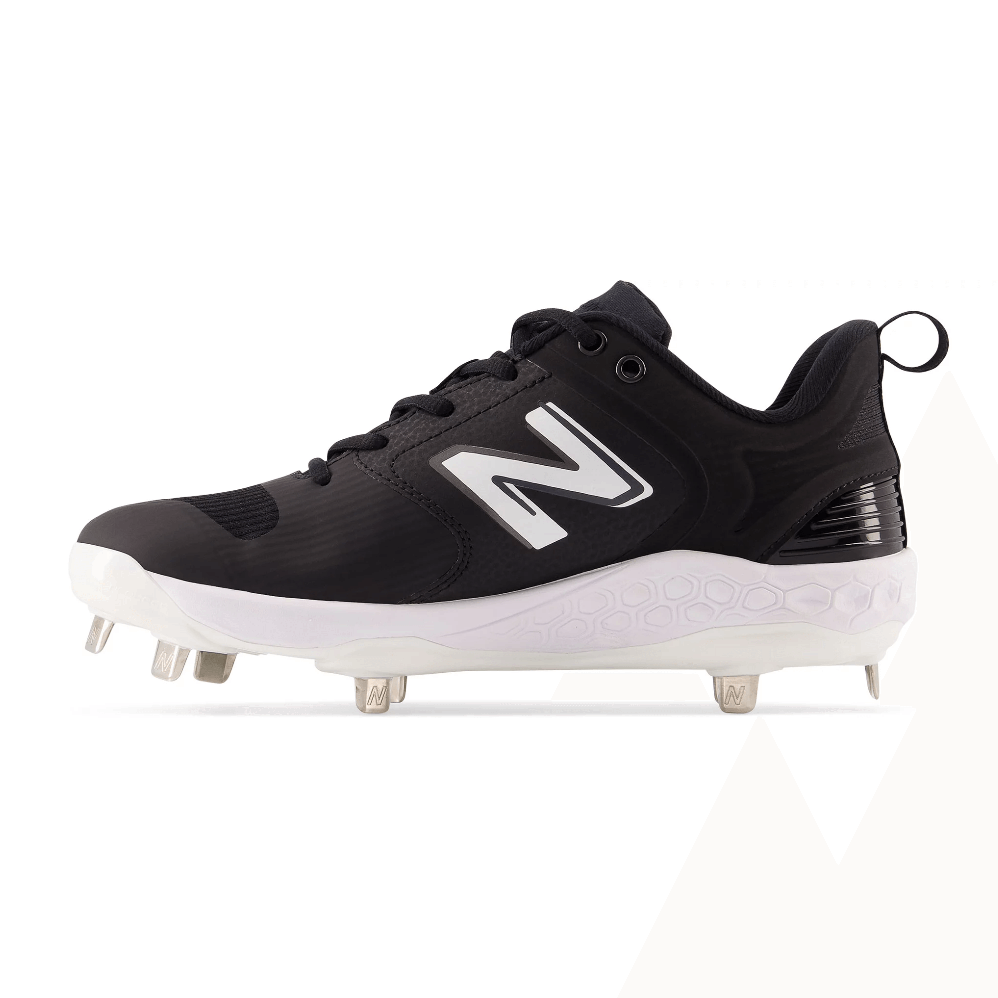 New Balance Fresh Foam X Velo v3 Metal cleats featuring a synthetic upper and metal spikes for enhanced performance on the field.