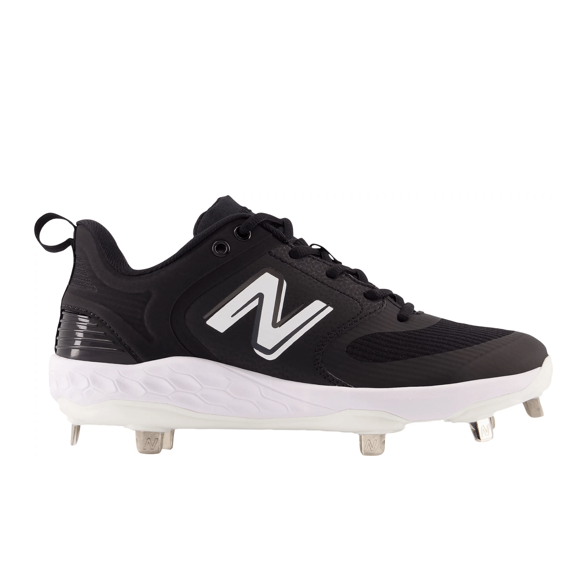 New Balance Fresh Foam X Velo v3 Metal cleat featuring synthetic/mesh upper and premium cushioned midsole.