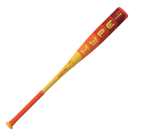 Easton Hype Fire 2025 USA baseball bat in red and yellow with composite technology for optimal performance.