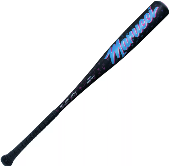 Marucci CATX2 Vice Senior League baseball bat in sleek black with vibrant logo, designed for performance and speed.