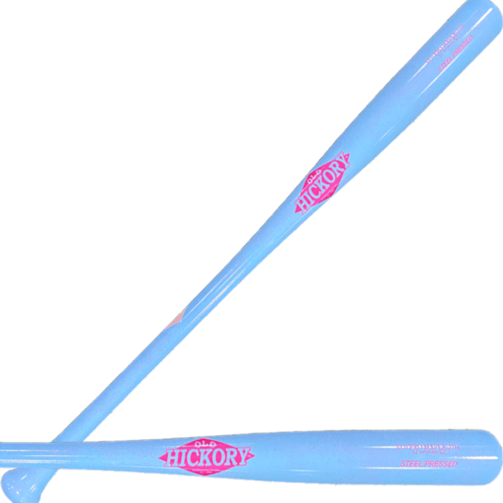 Old Hickory Steel Pressed J7H Custom baseball bats in blue, showcasing quality craftsmanship and distinct design.