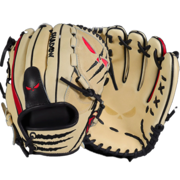 Shadow 21: Stalker 12" RHT baseball glove featuring closed web, patent leather inlays, and deep pocket design.