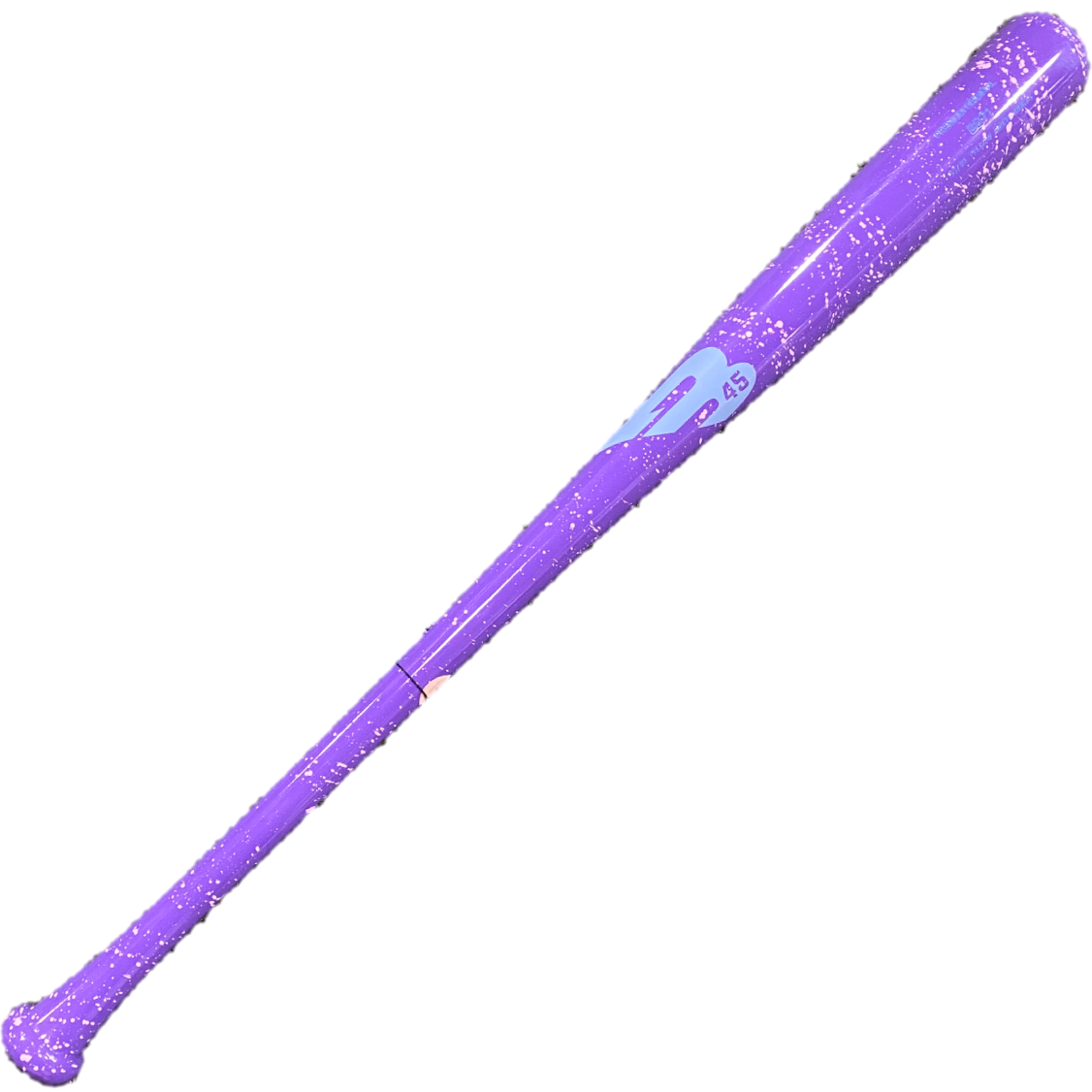 Front view of B45 B271 Wood Bat, showcasing its purple finish and versatile construction for all-level players.