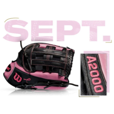 Wilson A2000 1799 glove in pink and black for Breast Cancer Awareness, September 2013 GOTM Collection.