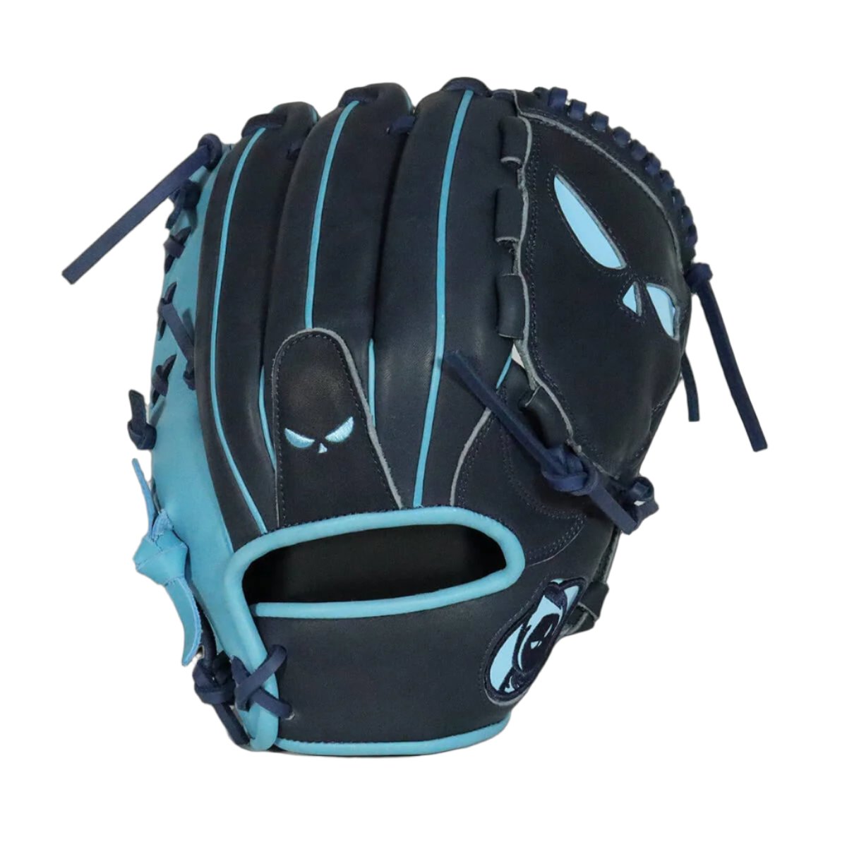 Shadow 11: Scout 12" RHT baseball glove in navy and carolina blue, designed for performance and intimidation on the field.