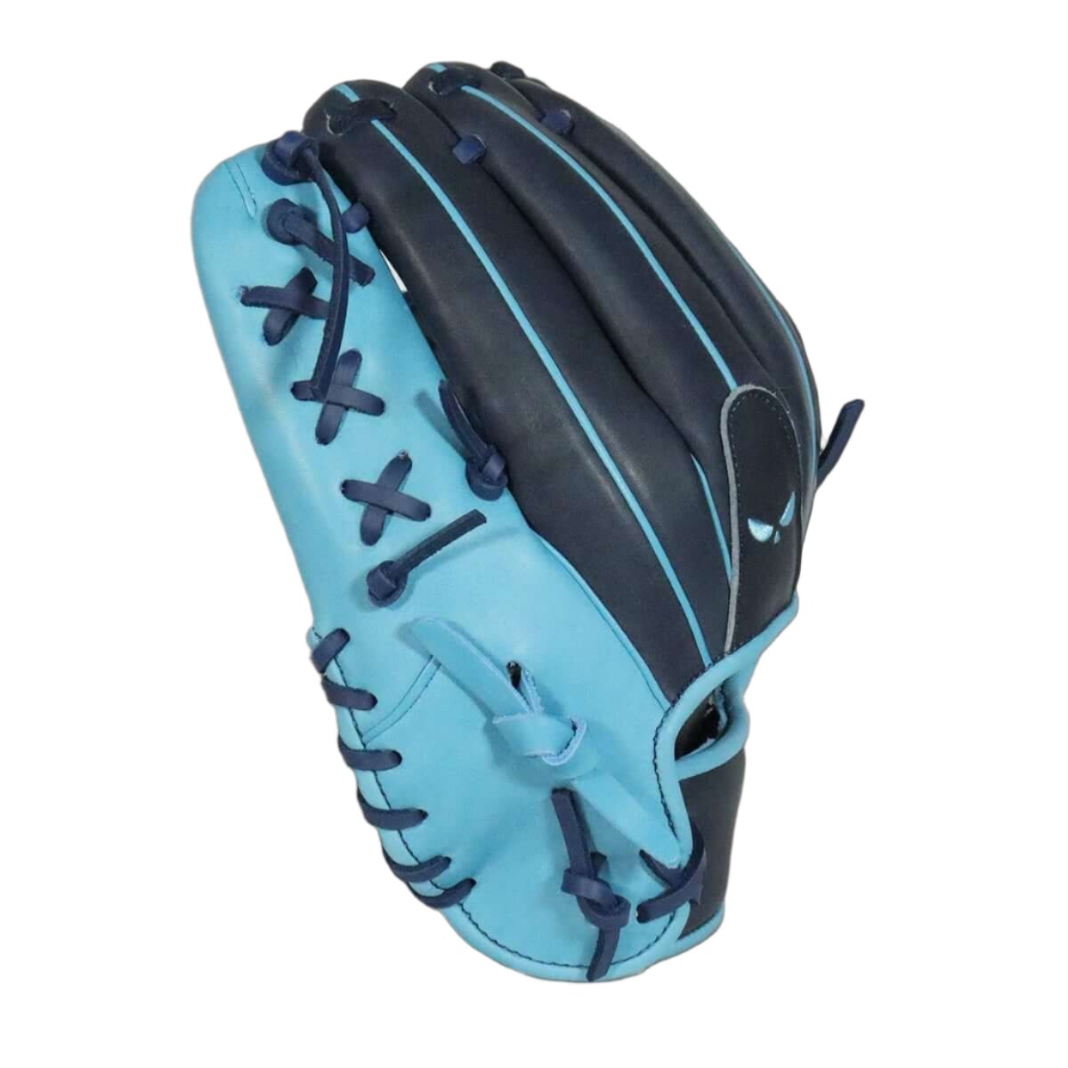 Shadow 11: Scout 12" RHT baseball glove with carolina blue and navy design, perfect for pitchers seeking performance and style.