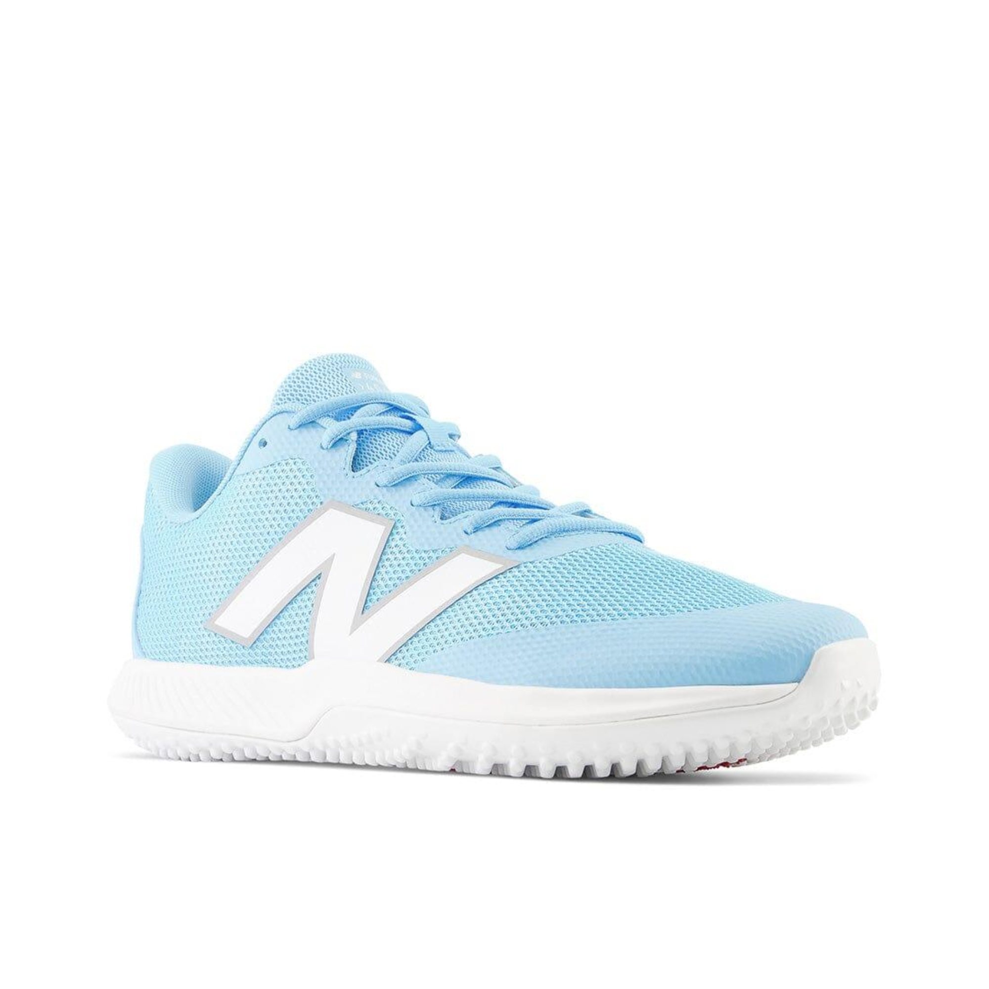 New Balance FuelCell 4040 v7 Turf Trainer in sky blue with white accents, ideal for ballplayers and training on turf.