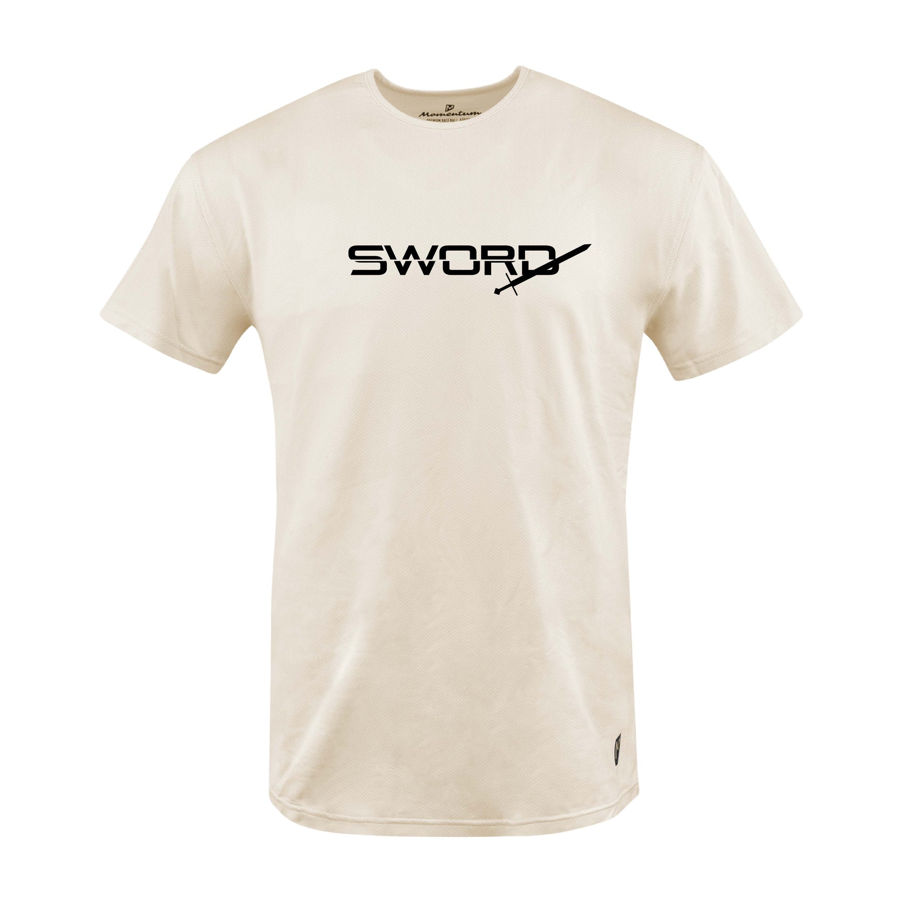 Bauer Outage Tan Recovery Tee featuring 'SWORD' logo, perfect for post-workout comfort and relaxation.