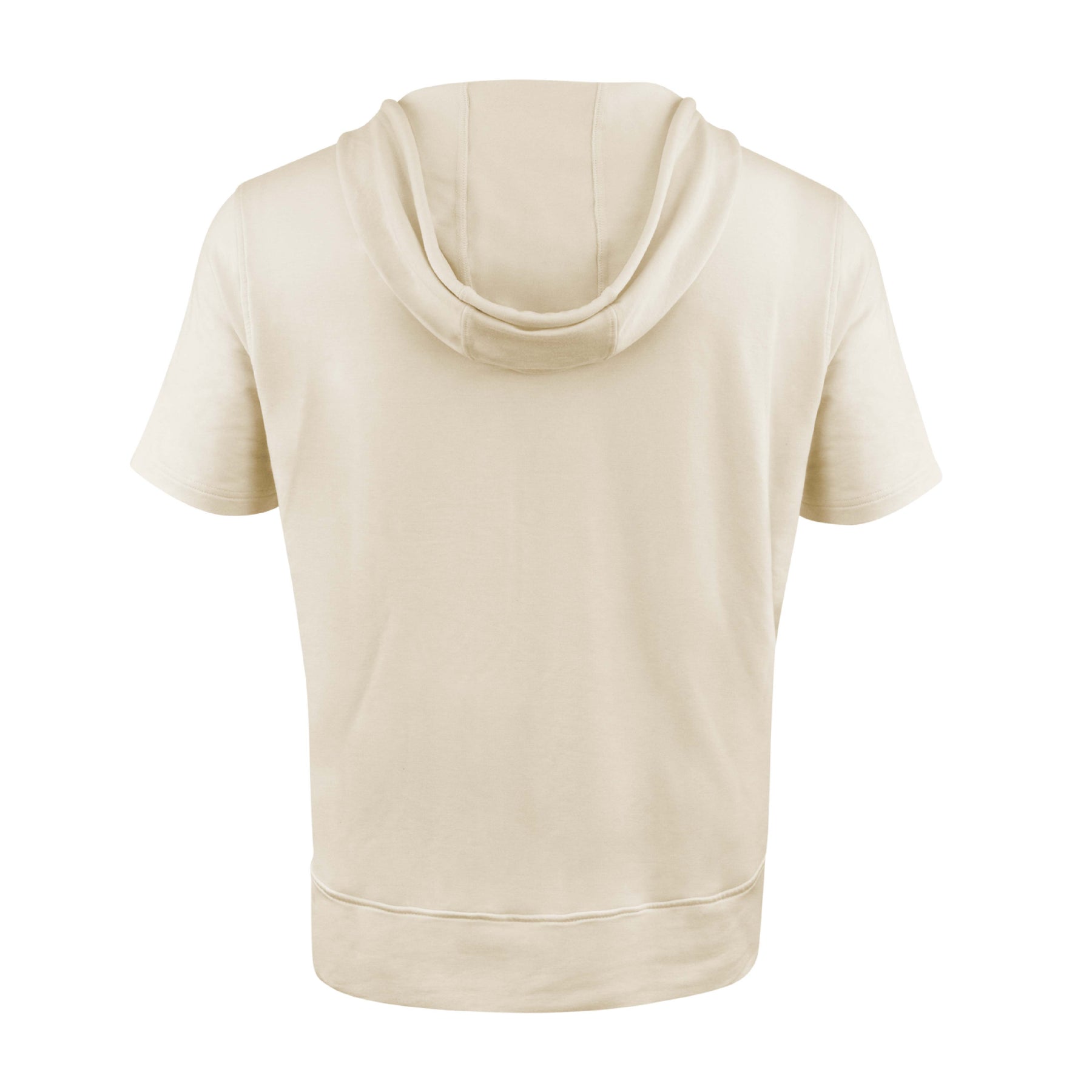 Back view of the Bauer OutageTan Short Sleeve Hoodie, featuring a notch-neck collar and lightweight fabric for comfort.