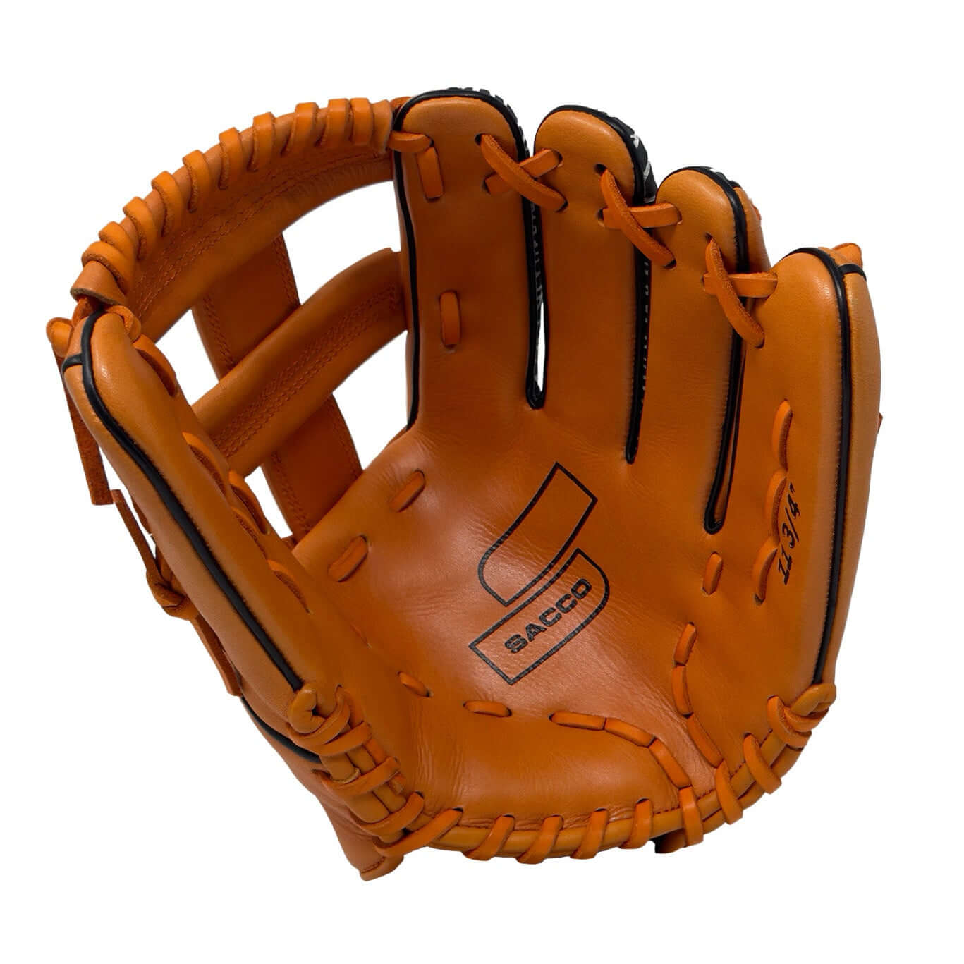 Front view of Sacco Ultra-Smooth Kip Glove showcasing orange single post web.