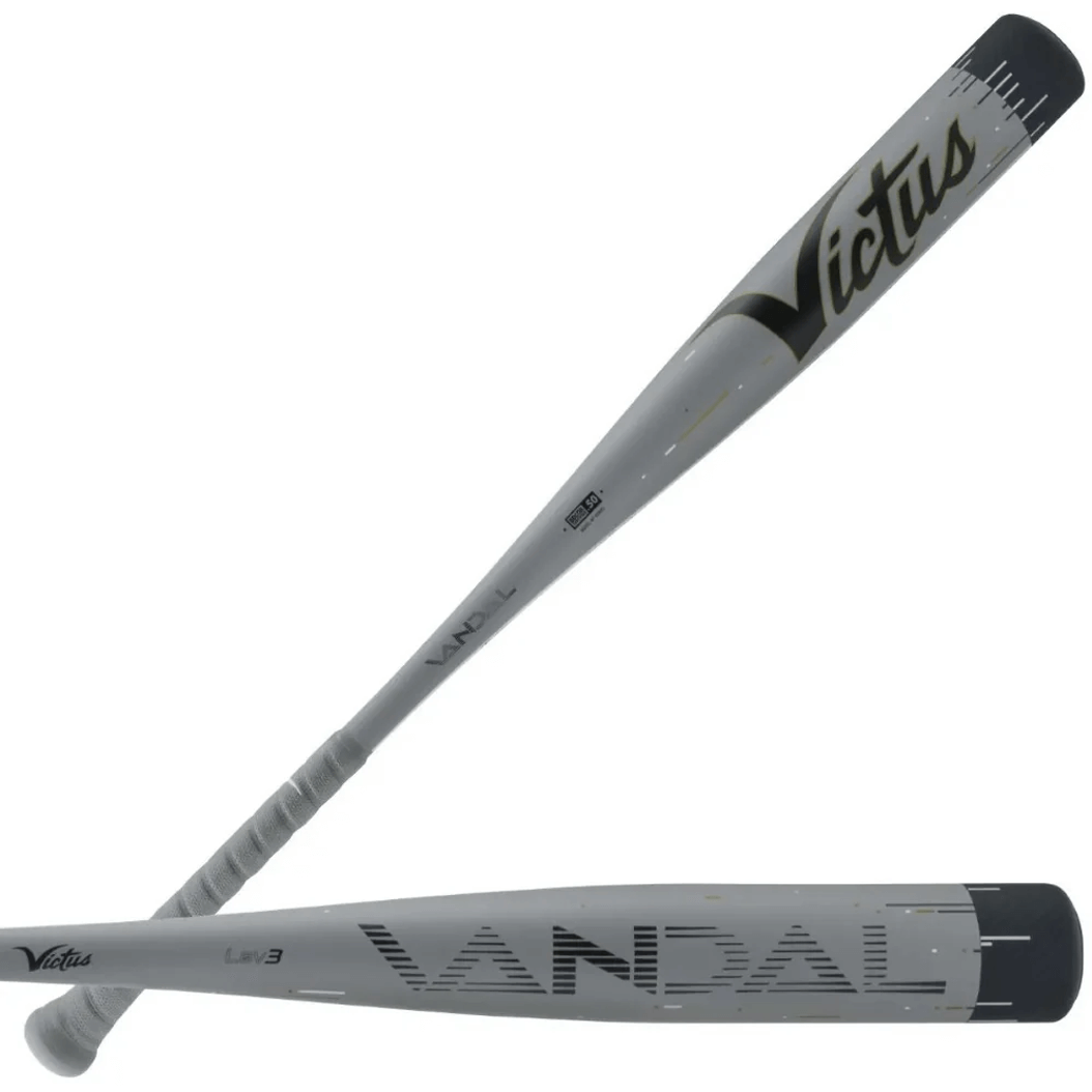 Victus Vandal LEV3 BBCOR -3 bat with VR knob for reduced vibration.