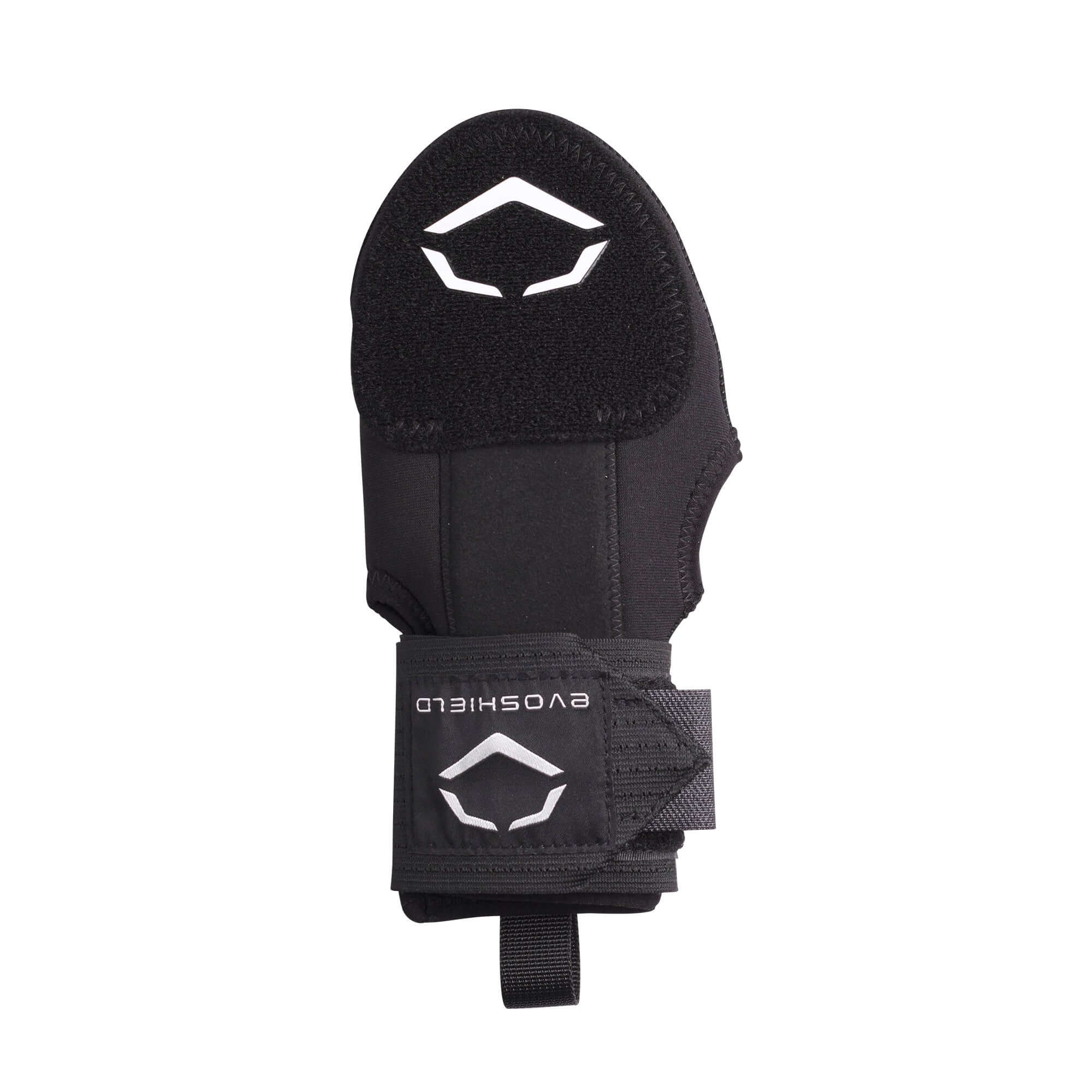 Black Evoshield Youth Sliding Mitt for Left Hand with protective plates and elastic compression strap.