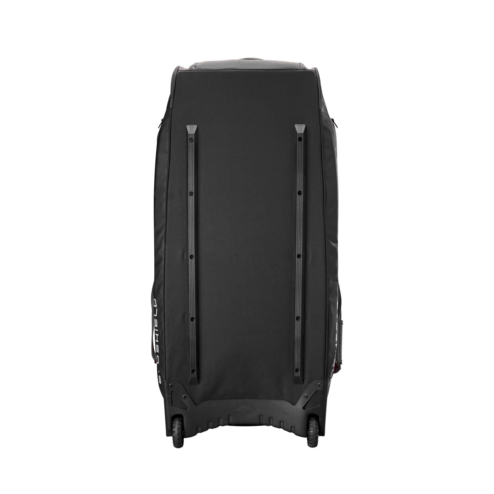 Evoshield Stonewall 2.0 Wheeled Bag back view showing durable design and sturdy wheels for easy transport.