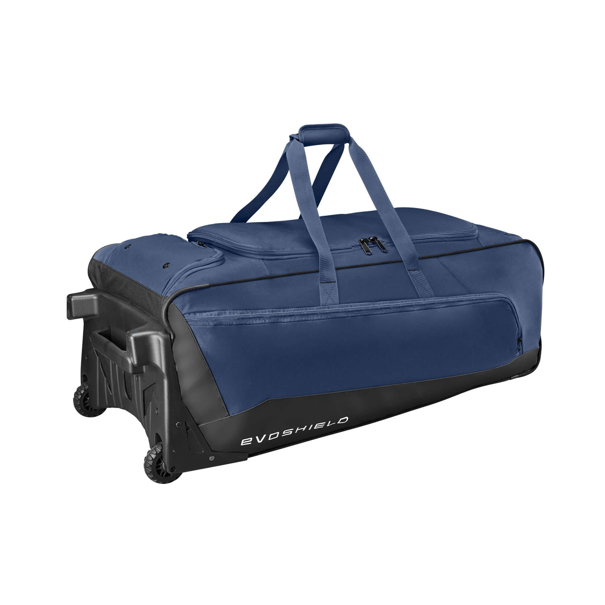 Evoshield Stonewall 2.0 Wheeled Bag in blue, featuring spacious design for gear storage and easy transport.