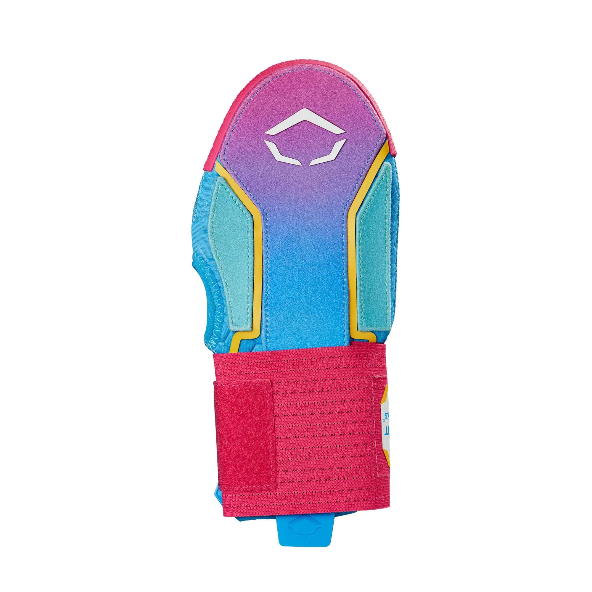 Evoshield X-SRZ Autism Speaks Sliding Mitt 2.0 in blue and pink gradient with adjustable strap.