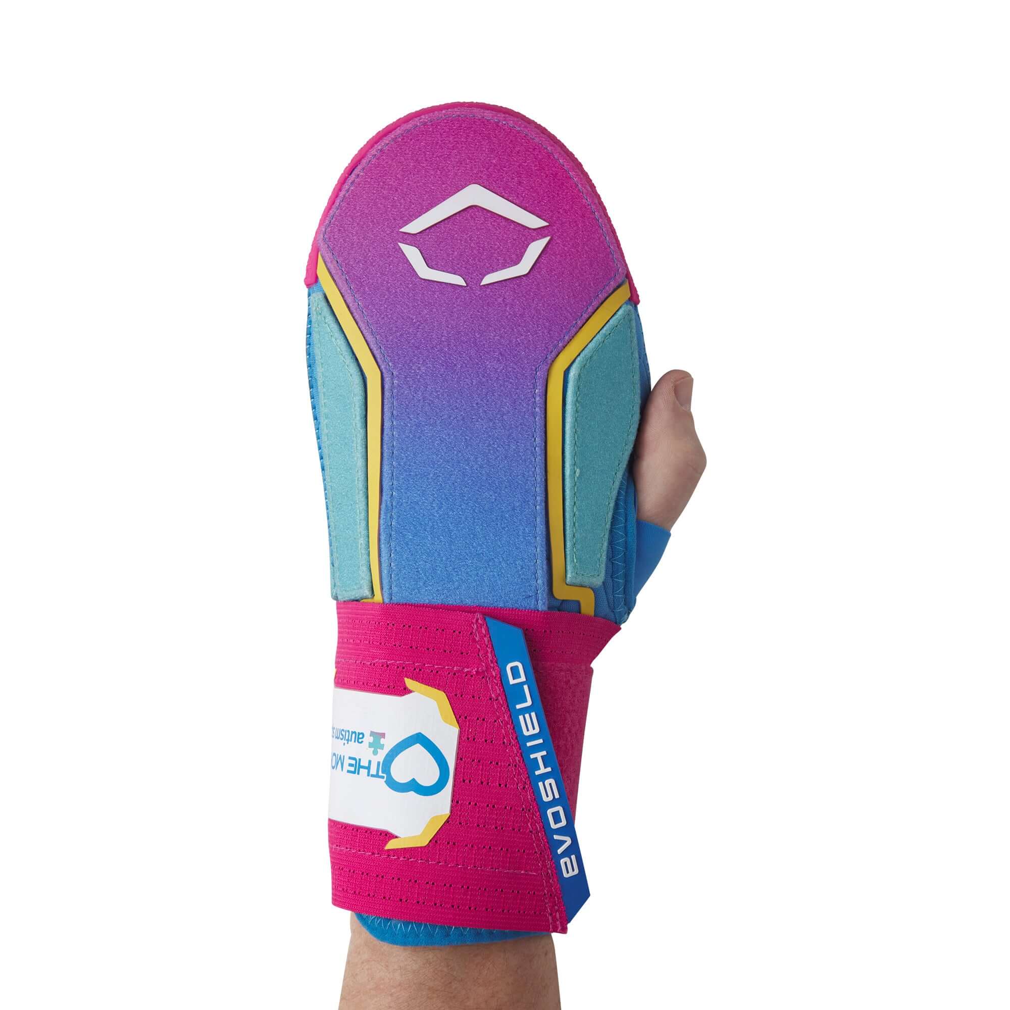 Evoshield X-SRZ Autism Speaks Sliding Mitt 2.0 with Sky Blue to Pink gradient design