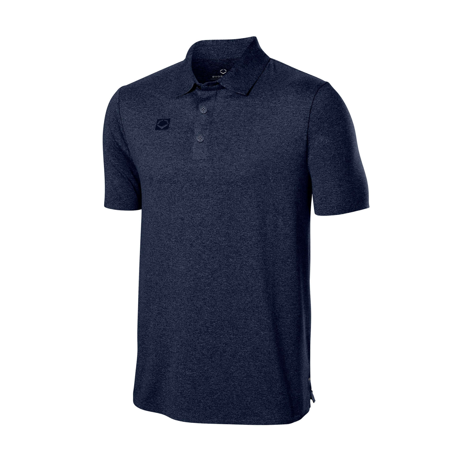 Evoshield Men's EXEC Polo in navy blue, featuring a 3 button placket and moisture-wicking fabric for active comfort.