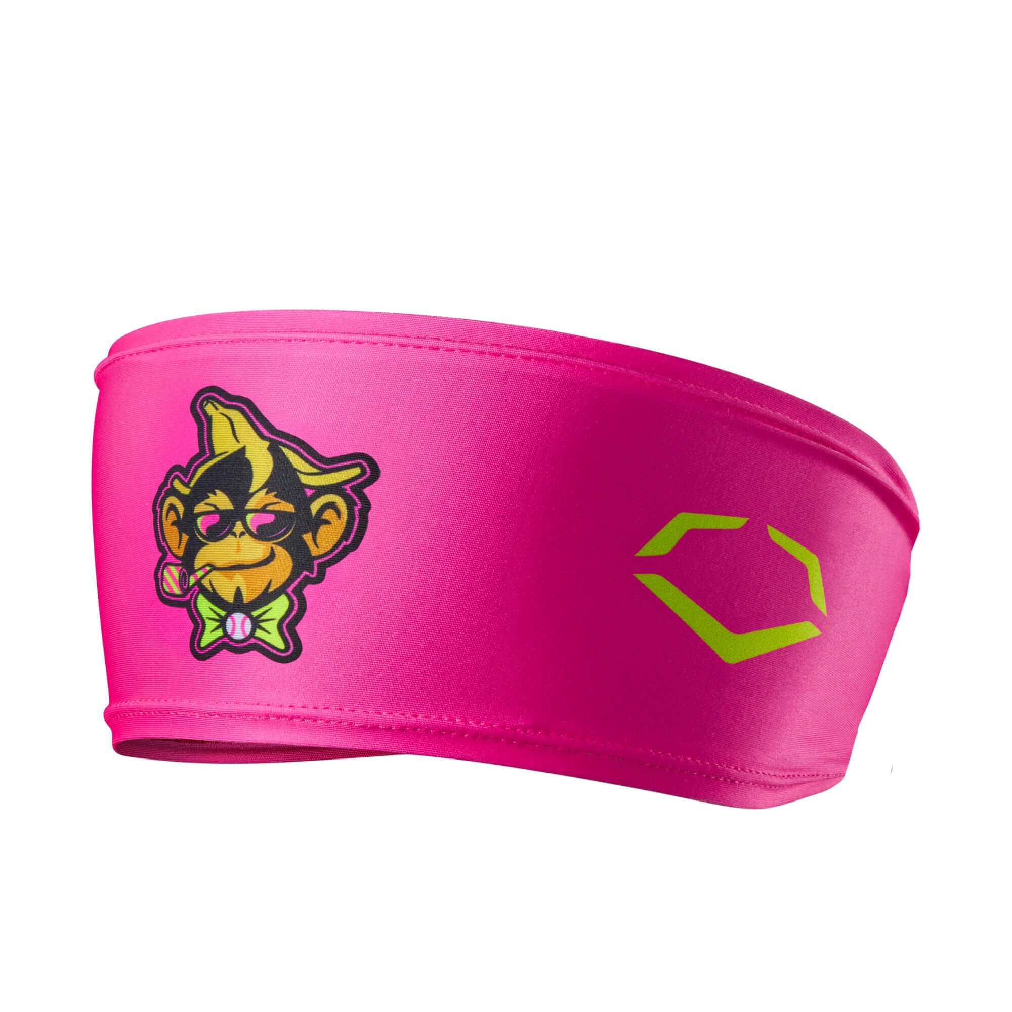 Evoshield Party Animals headband in pink with colorful graphic, perfect for sports and casual wear. OSFA size.