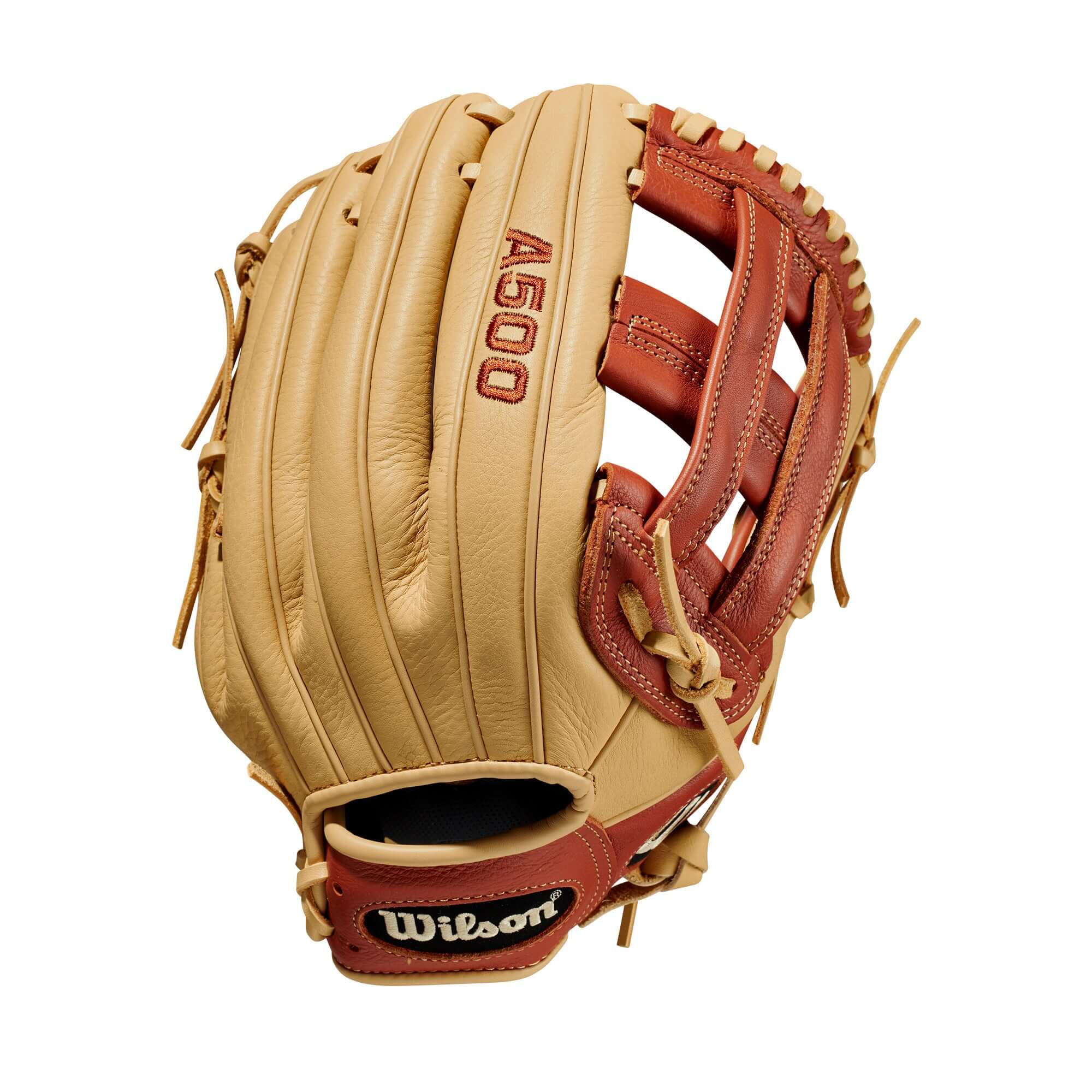 Wilson A500 Baseball Glove 12 Copper/Blonde, Dual Post Web, All-Leather, Youth Fit