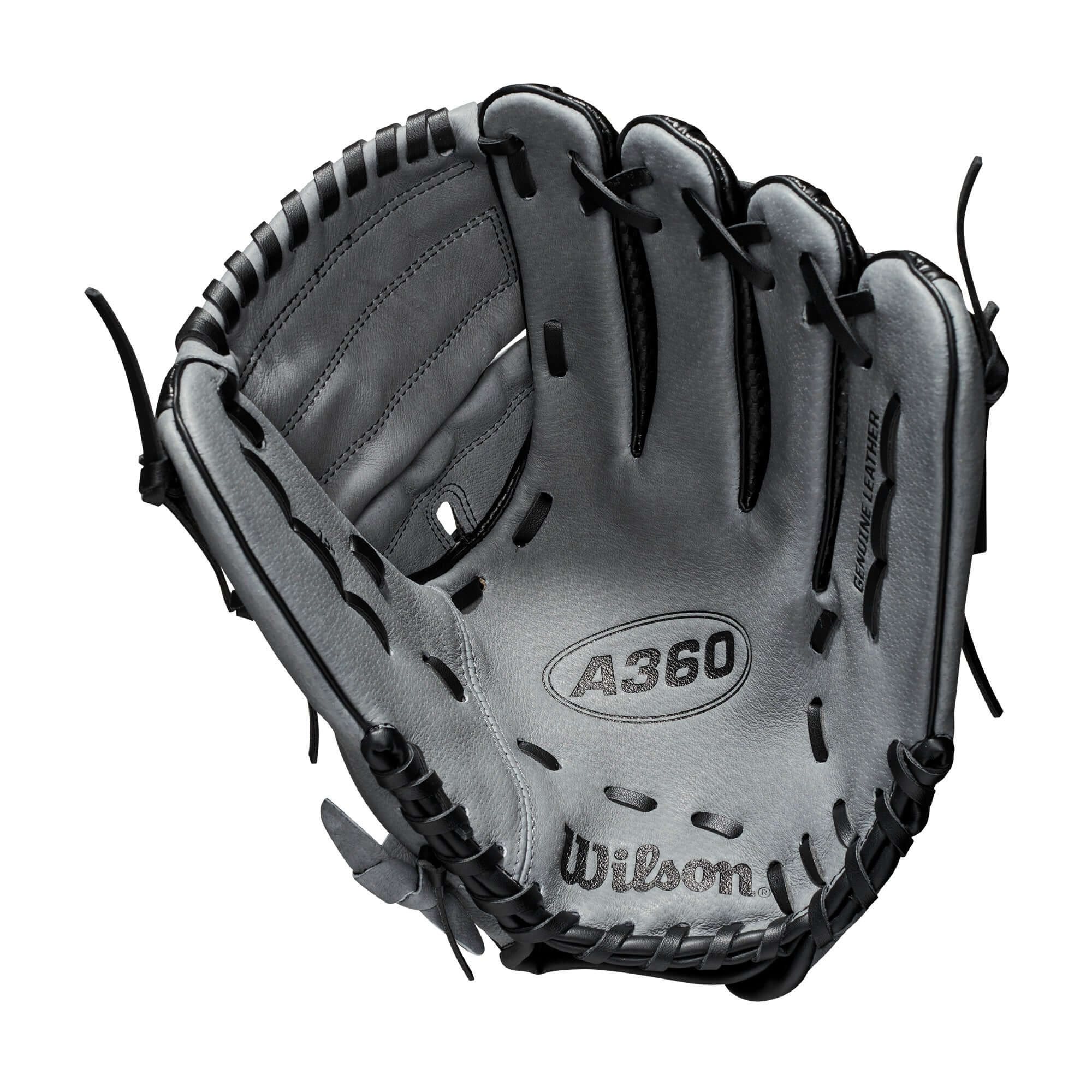 Wilson A360 12-inch baseball glove, black/carbon/white, LHT