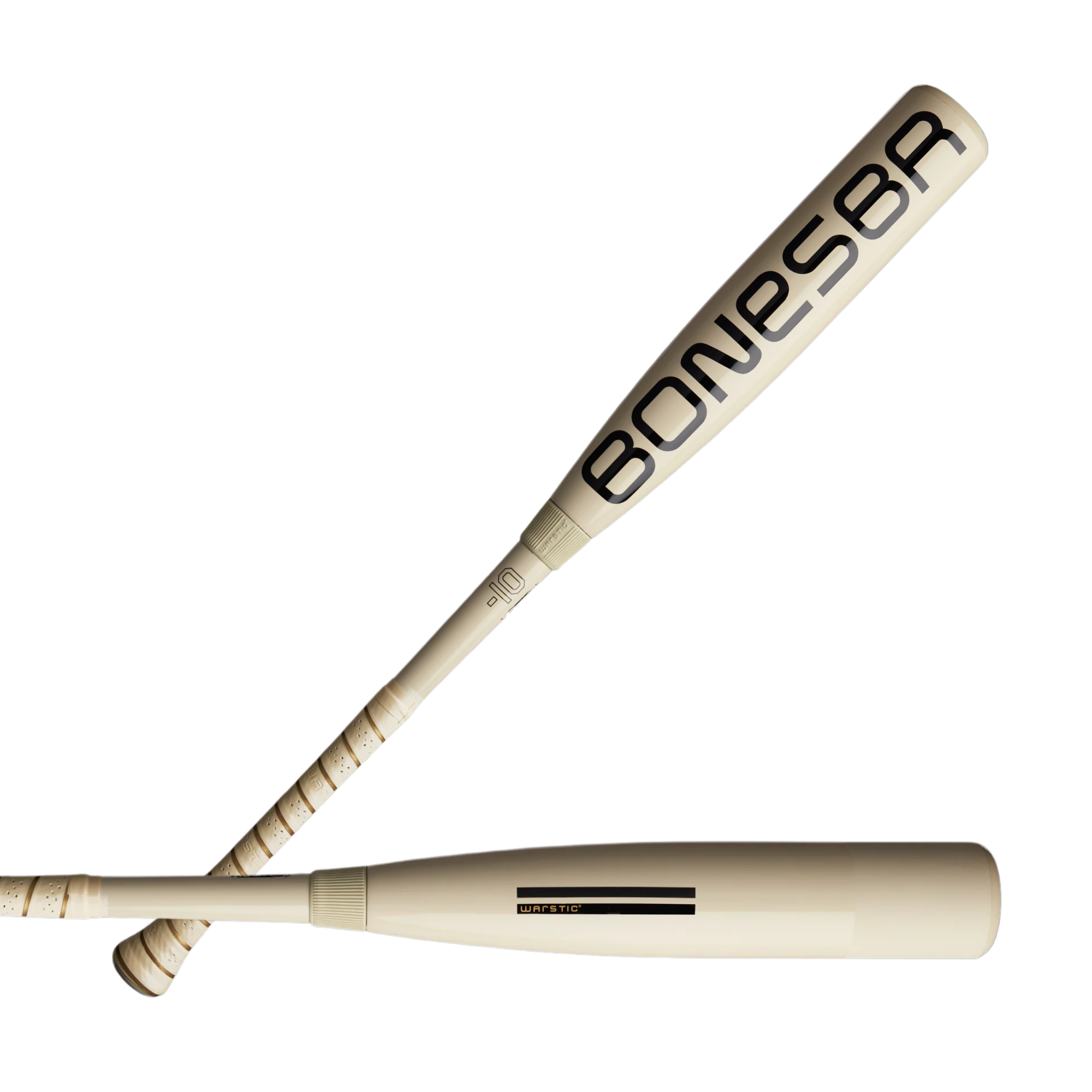  Full view of Warstic 2025 Bonesaber Composite USSSA Bat (-8) from front and back, showcasing the composite design.