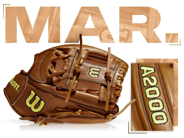 Wilson A2000 1781 custom glove for March 2021, showcasing premium leather and distinctive branding.