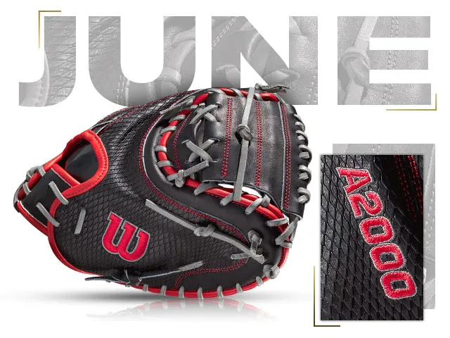 Wilson A2000 1790 glove in black and red, showcasing custom design for Mitch Garver, June 2020 edition.