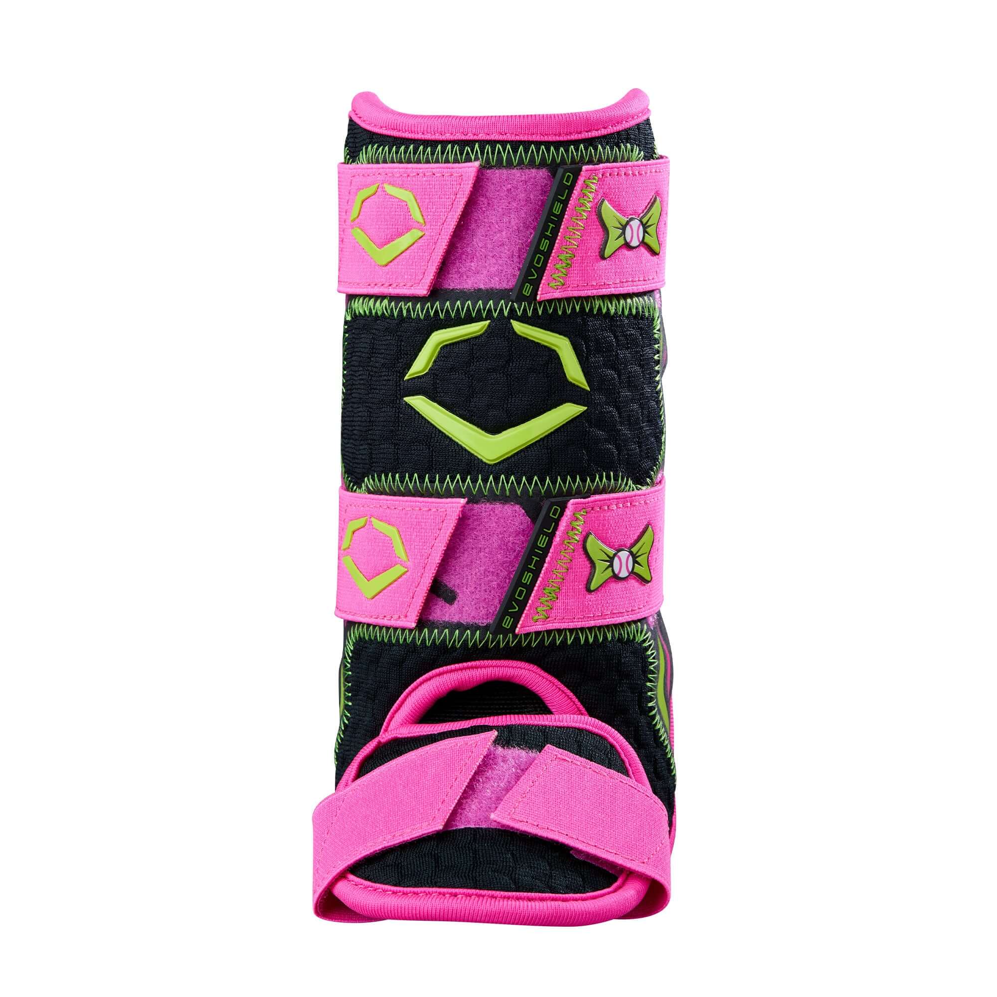 Evoshield X-SRZ Party Animals Leg Guard in Black and Pink with Gel-to-Shell Technology for youth protection.