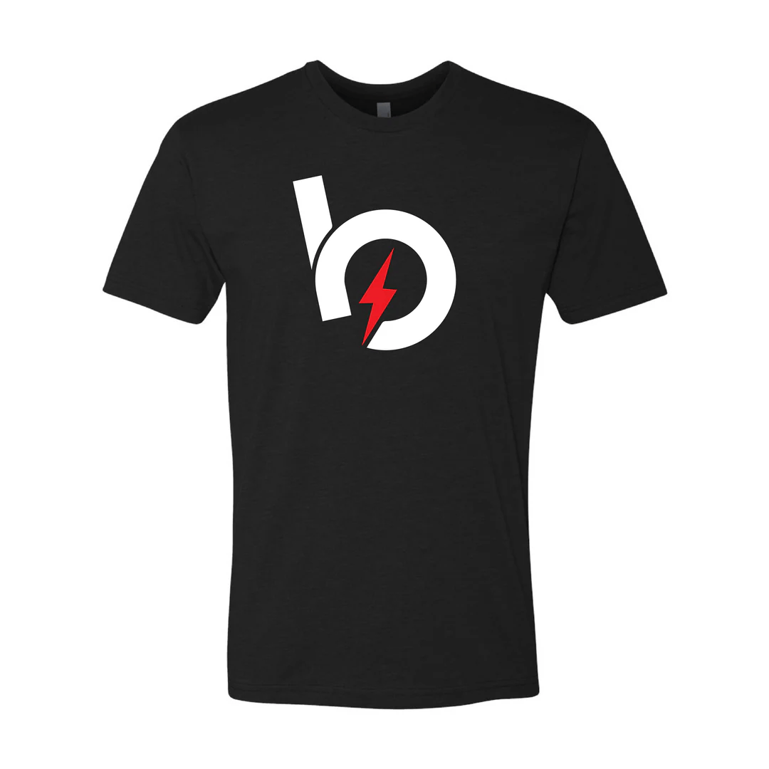 Bauer Outage Logo Tee in black featuring a bold logo design with a lightning bolt for ultimate comfort and style.