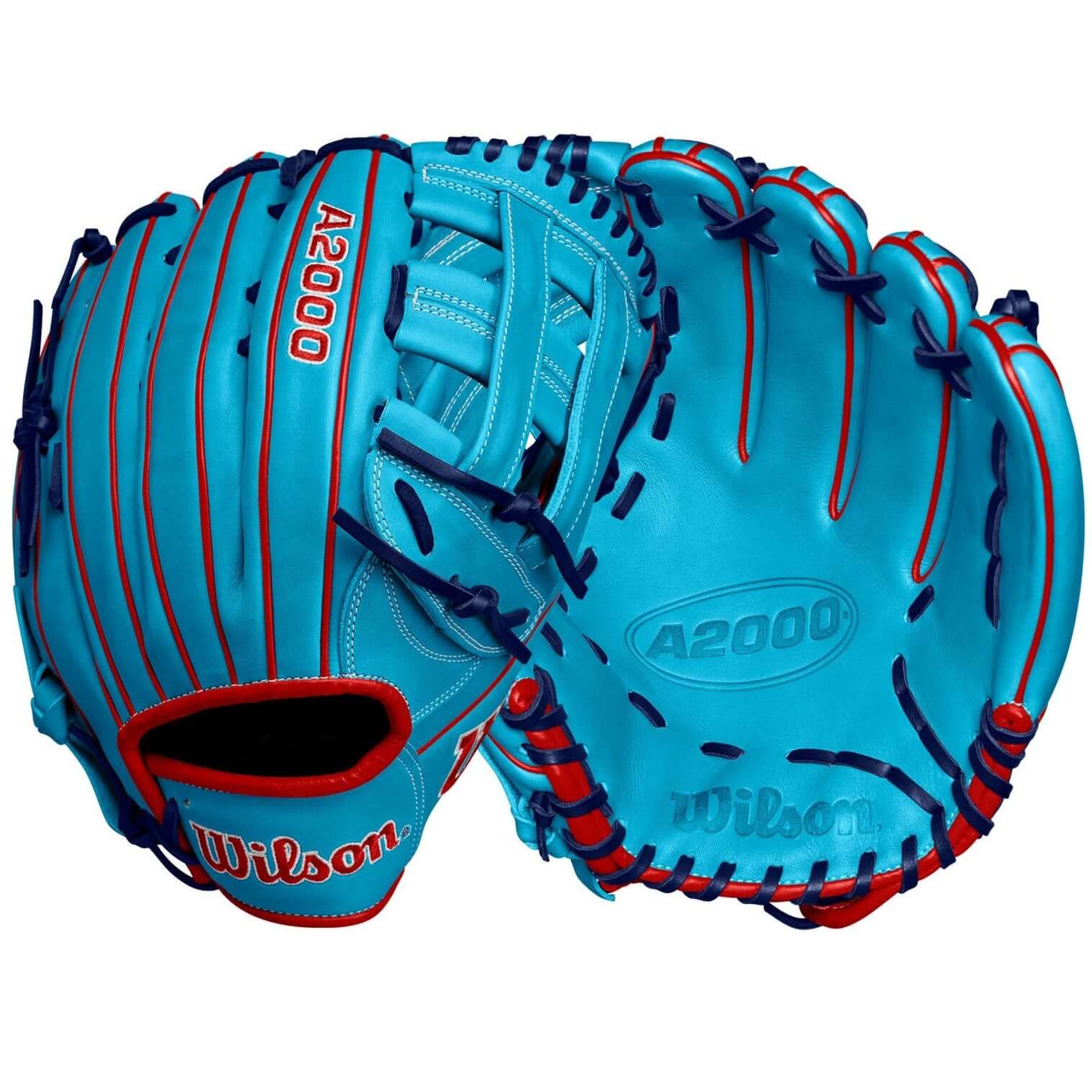 Wilson A2000 1750 12.5” Blue/Red Outfield Glove LHT