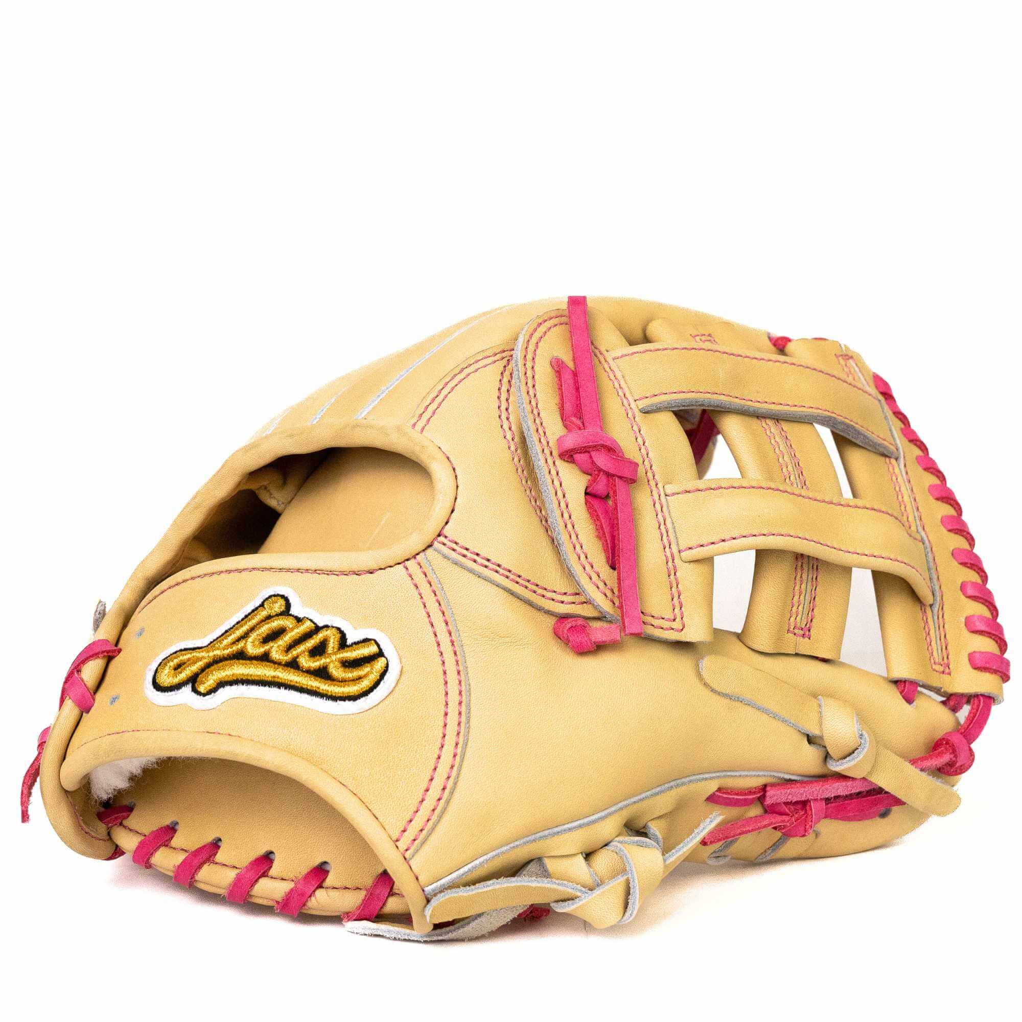 Jax EN-7 infield glove, 11.75, blonde leather, pink lace, H-Web design, RHT.