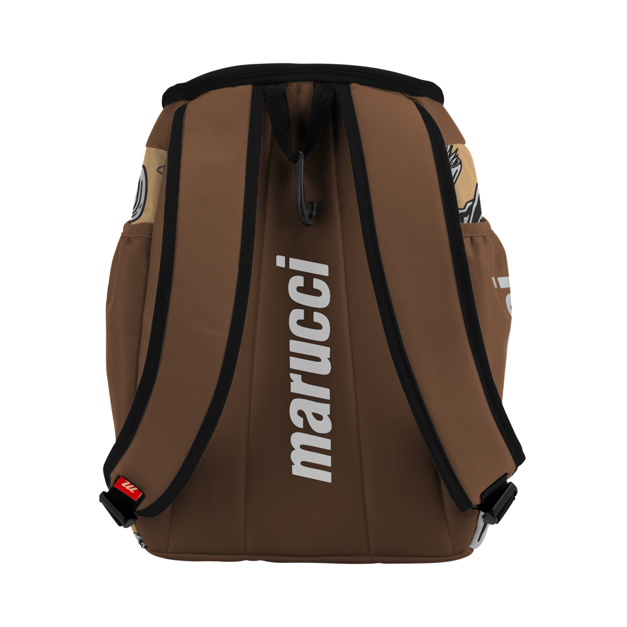 Marucci Foxtrott T-Ball Bat Pack in brown/tan with padded straps and spacious design for young players' gear.