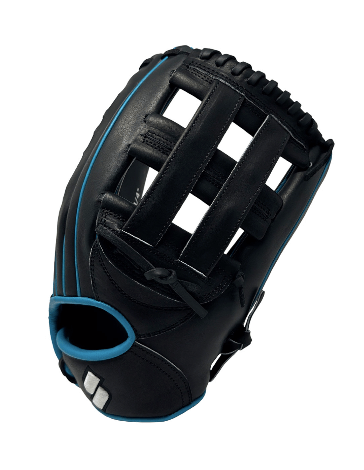 Sacco Ultra Premium Steer-Hide H-Web glove in black and aqua, 12.75" size, designed for top performance and comfort.