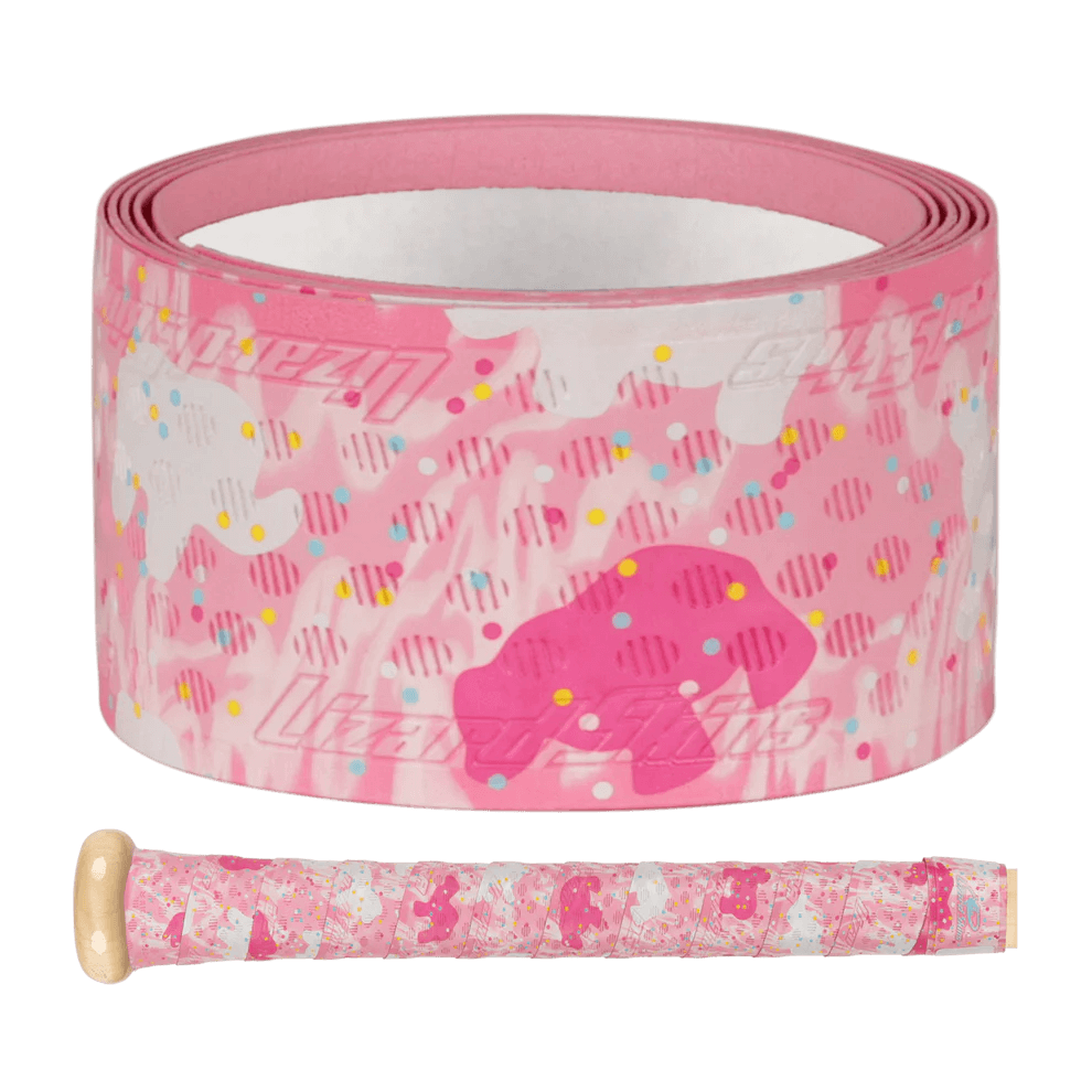 Lizard Skins DSP Ultra Bat Grip in Frosted Cookies design, featuring pink frosting pattern and premium texture for enhanced performance.