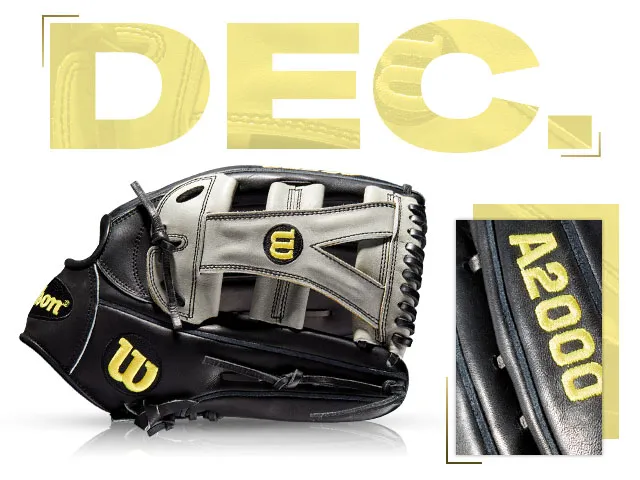 Wilson A2000 YP66 glove featuring Yasiel Puig GM design, highlighted for December 2013 collection.