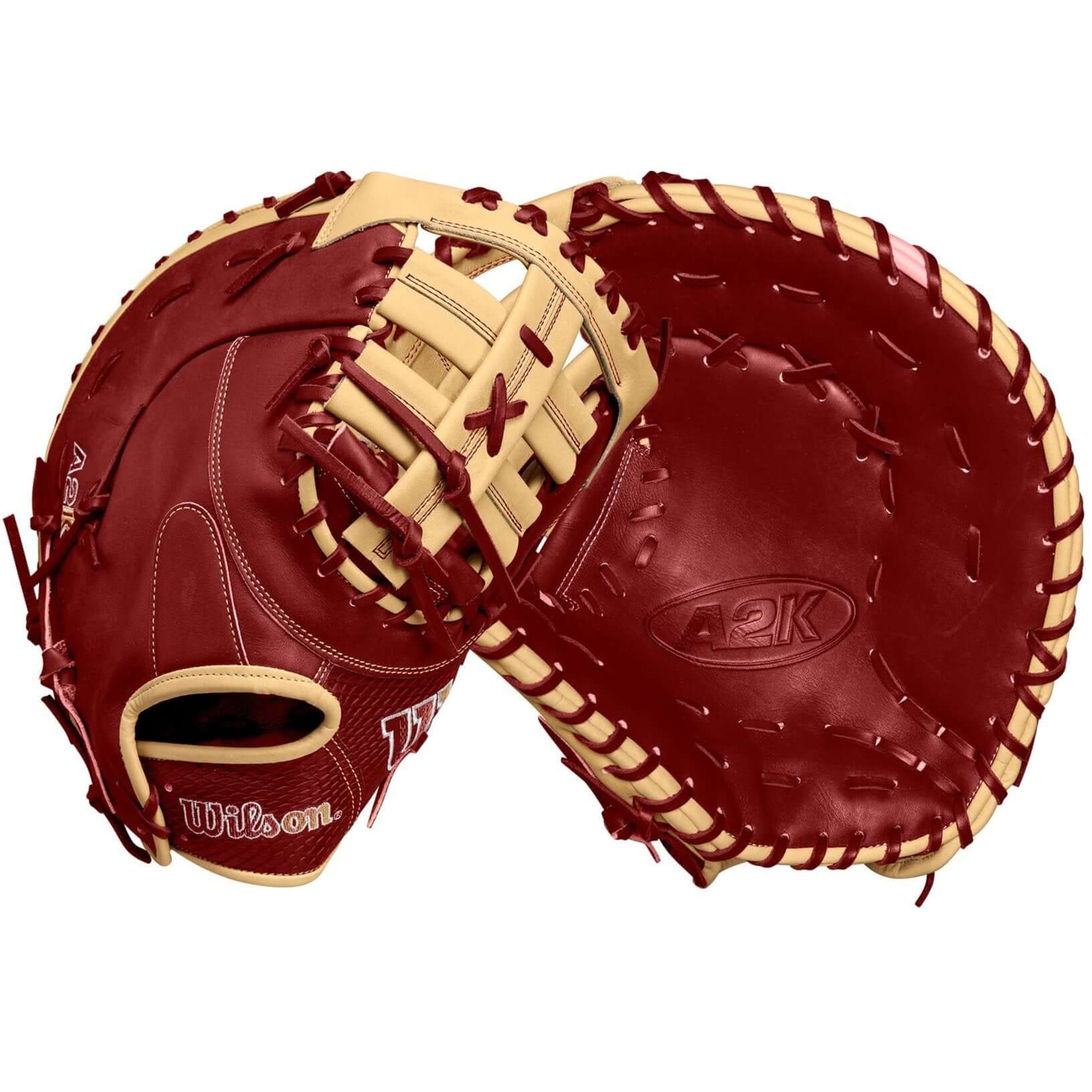 Wilson Fall 2024 A2K 1679 12.5-inch first base mitt, blonde and brick red leather, left-hand throw