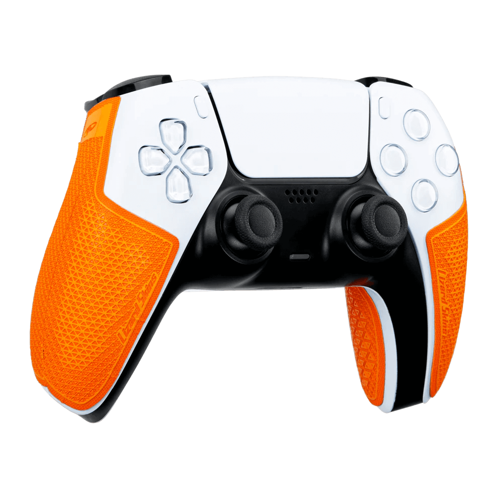 Lizard Skins DSP Controller Grip in Tangerine for PlayStation 5, enhancing comfort and control during gaming sessions.