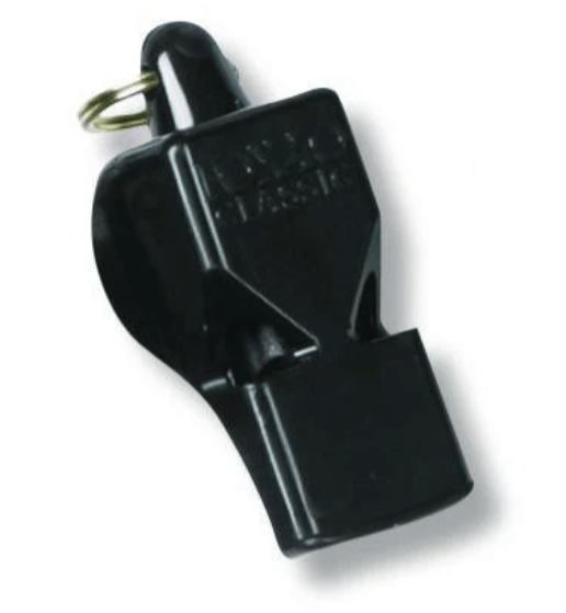 The "ORIGINAL" Fox 40 Classic Whistle in black, ideal for football coaches and referees.