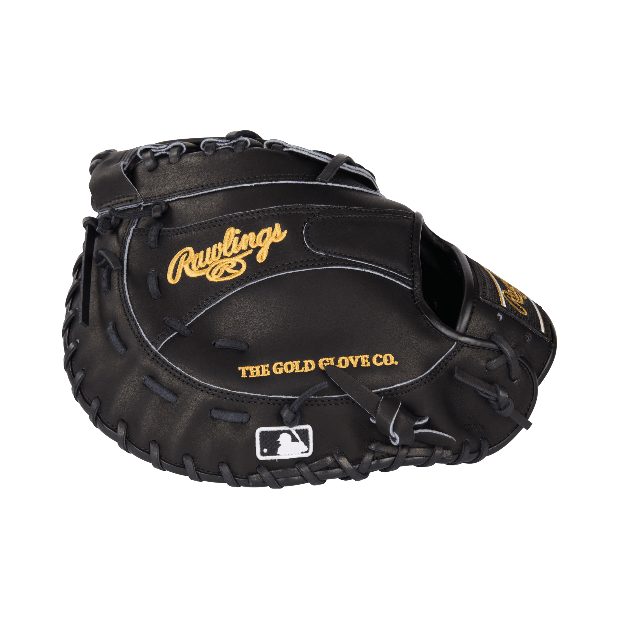 Rawlings Heart of the Hide 12.5-inch First Base Mitt, jet black with gold accents, modified H-Web design