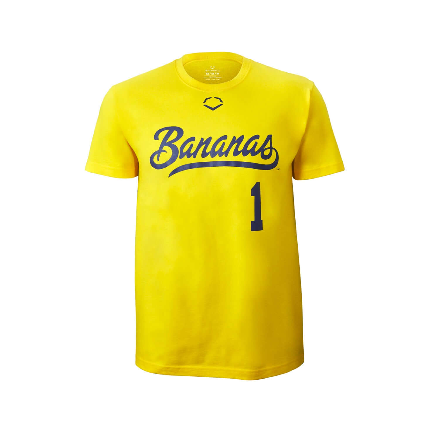 Evoshield Youth Bananas RS Cotton Tee in yellow with bright print, perfect for young athletes. Comfortable and stylish for the field.