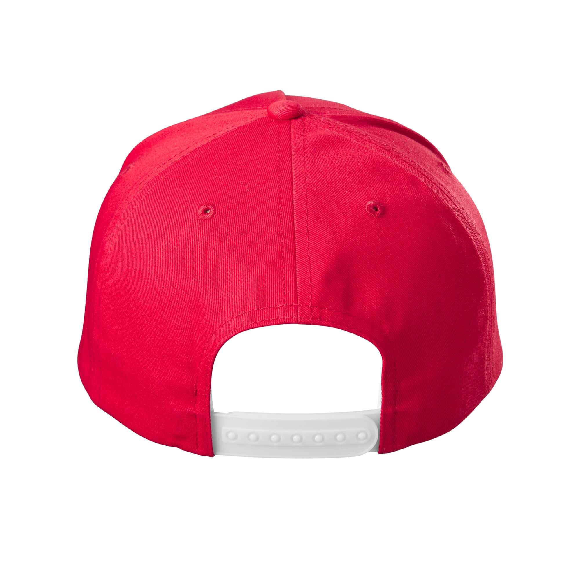 Back view of Evoshield USA Rope Snapback hat in red with adjustable white snap closure.