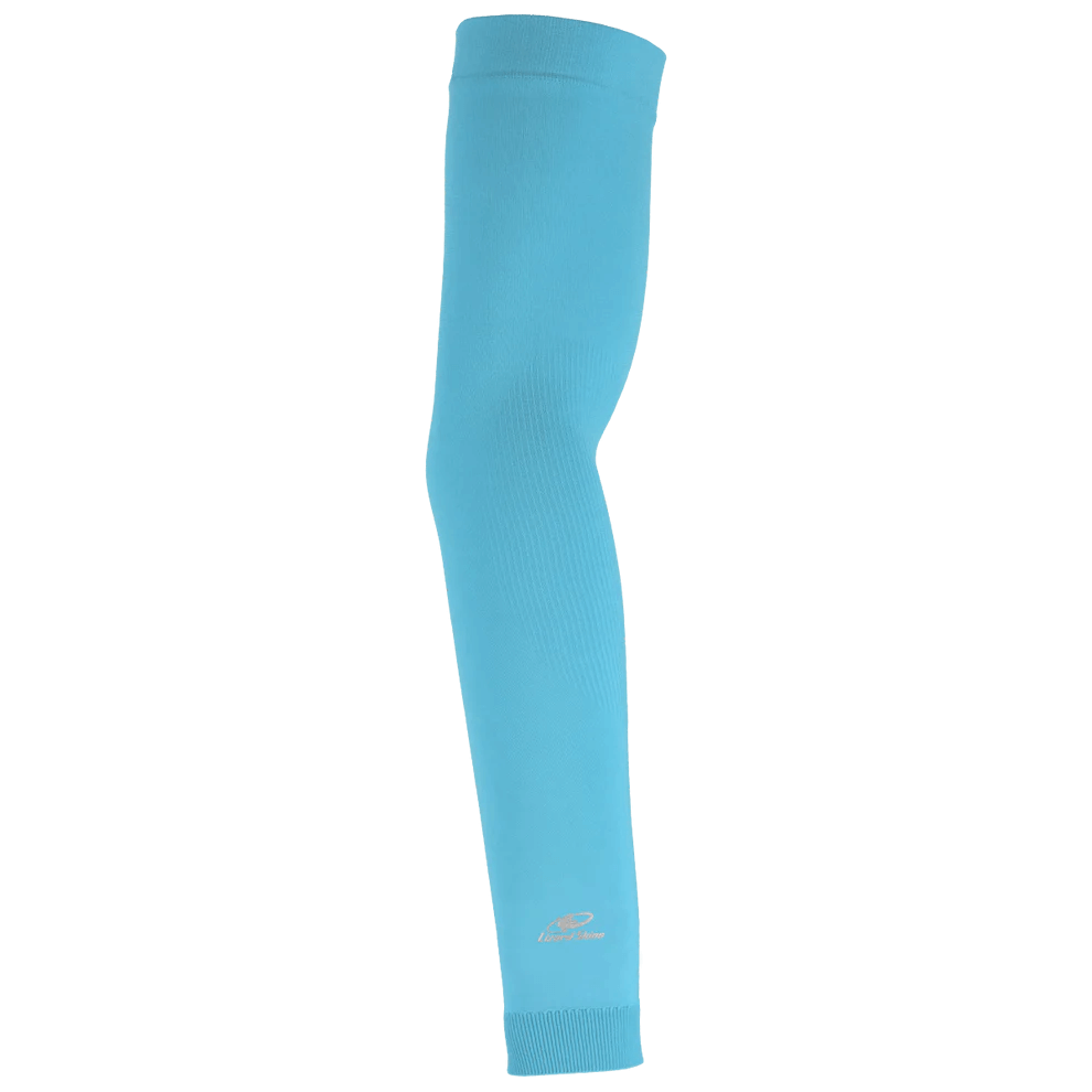 Lizard Skins Knit Arm Sleeve in Baby Blue, made of nylon and spandex for compression fit and breathability.