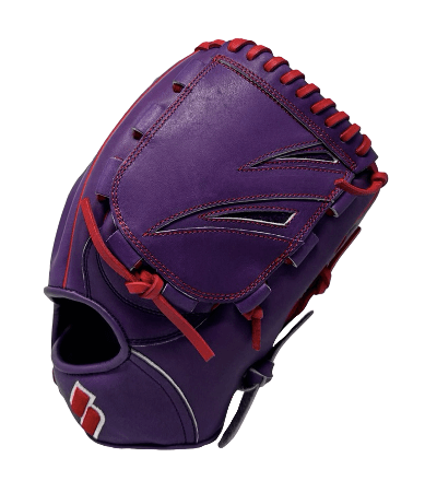 Back view of Sacco glove emphasizing robust red lacing and structured build.