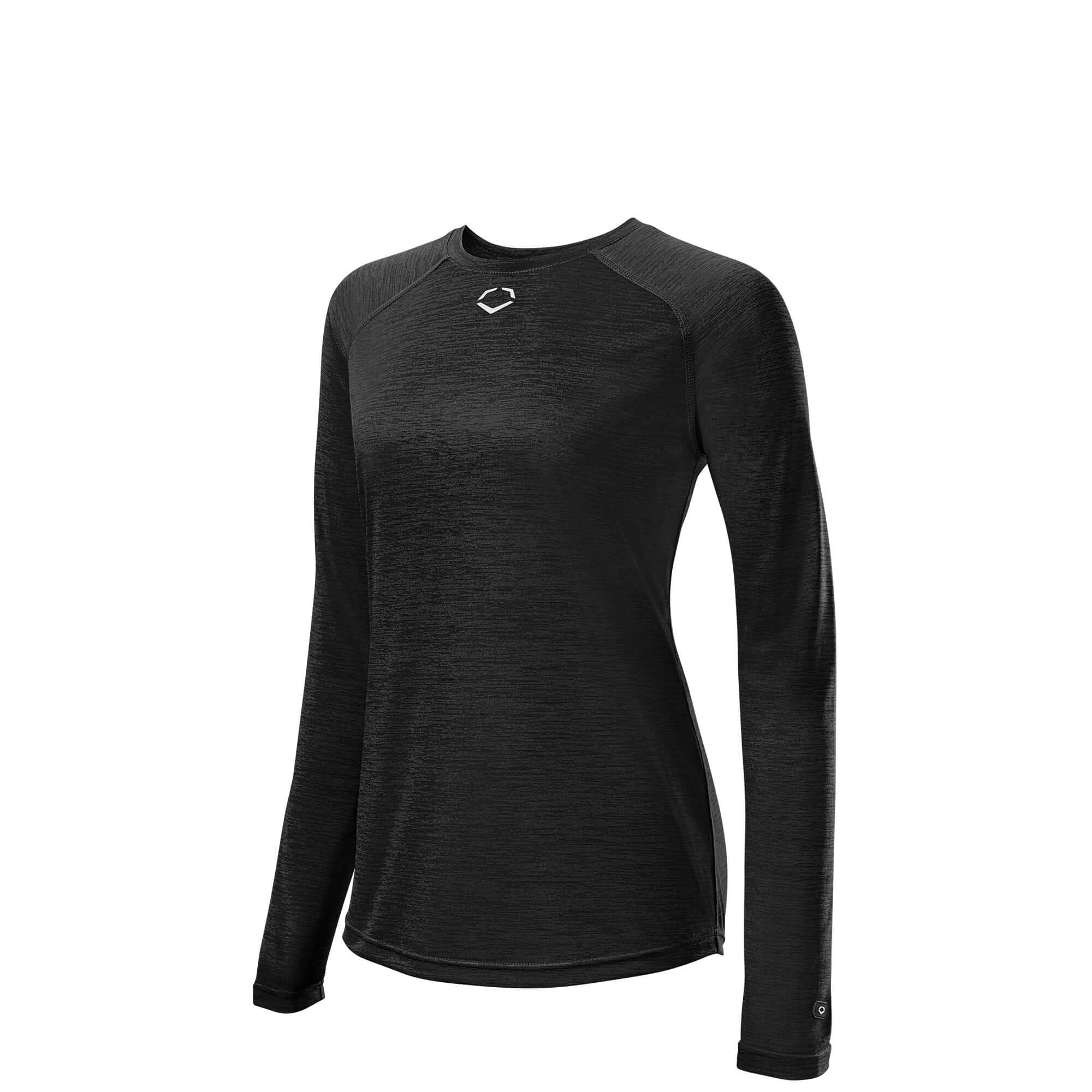 Evoshield Women's FX Long Sleeve Training Tee in black, designed for comfort during workouts and outdoor training sessions.