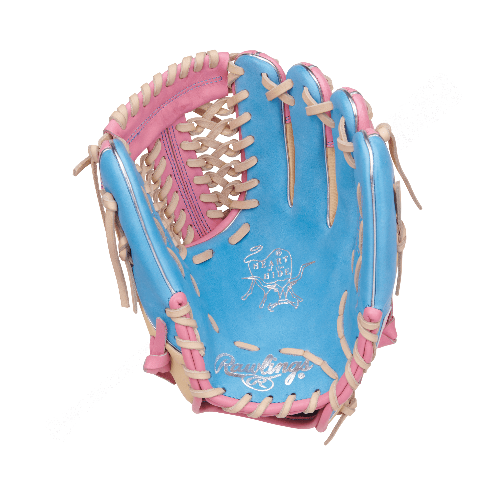 Front and palm perspective of the Rawlings PROR205-4CBSS 11.75" glove showcasing its Modified Trap-Eze web and Camel Speed Shell back