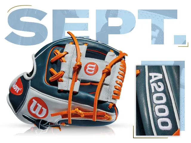 Wilson A2000 DP15 glove designed for José Altuve, showcasing September 2016 GOTM custom features and colors.